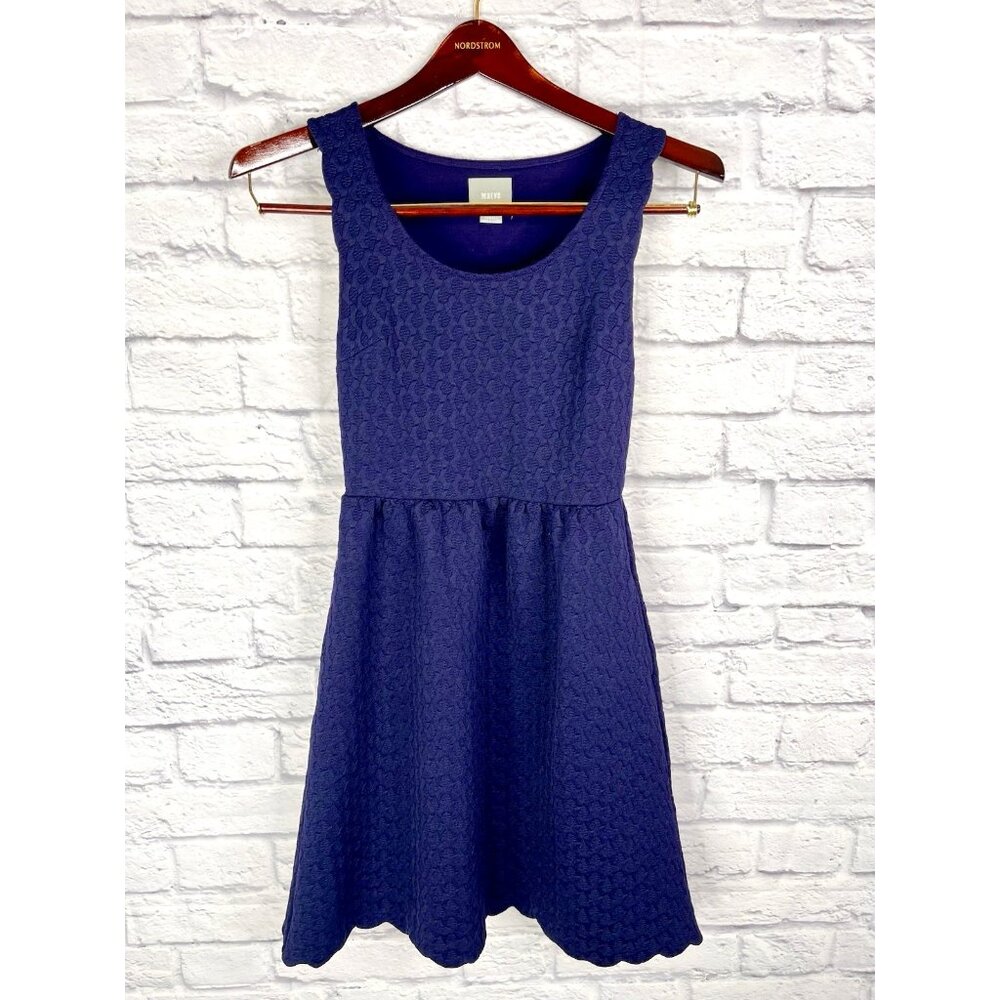 MAEVE Women's Navy Textured Weave Sleeveless Fit & Flare Dress XS